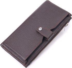 Чоловічий вертикальний гаманець із натуральної шкіри коричневого кольору KARYA (2421421)