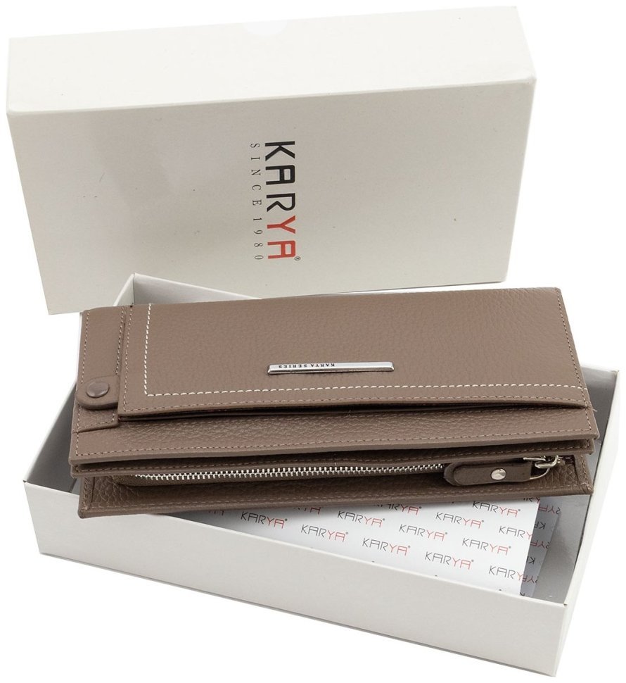 Кожаный женский кошелек цвета тауп KARYA 102723 фото №10 Кожаный женский кошелек цвета тауп KARYA 102723 modnotak фото №10