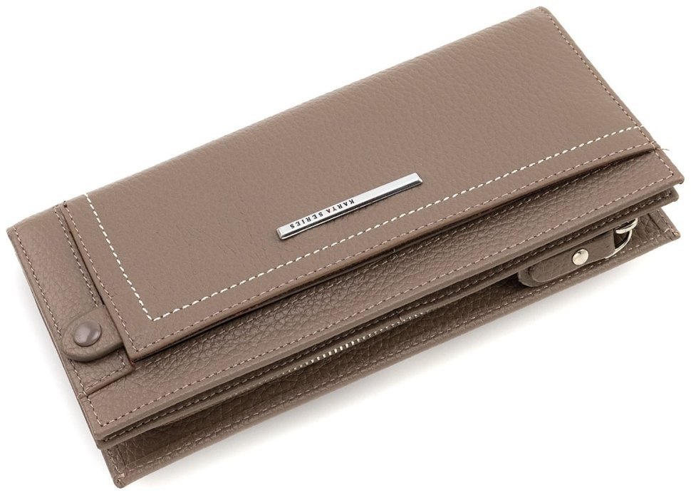 Кожаный женский кошелек цвета тауп KARYA 102723 фото №3 Кожаный женский кошелек цвета тауп KARYA 102723 modnotak фото №3