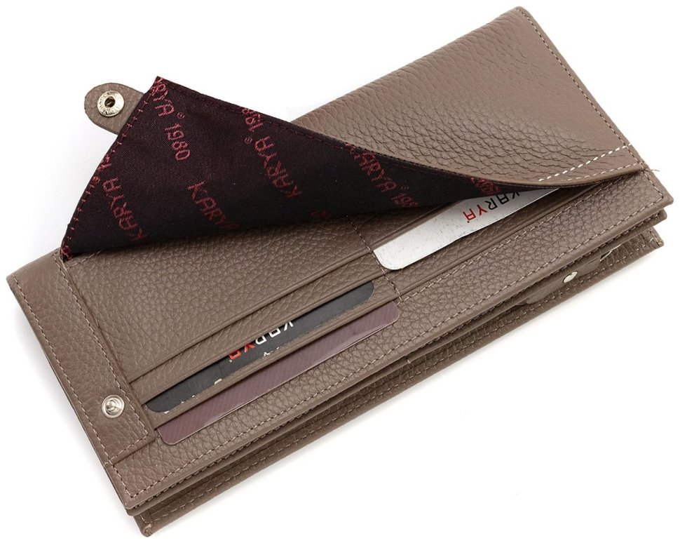 Кожаный женский кошелек цвета тауп KARYA 102723 фото №5 Кожаный женский кошелек цвета тауп KARYA 102723 modnotak фото №5