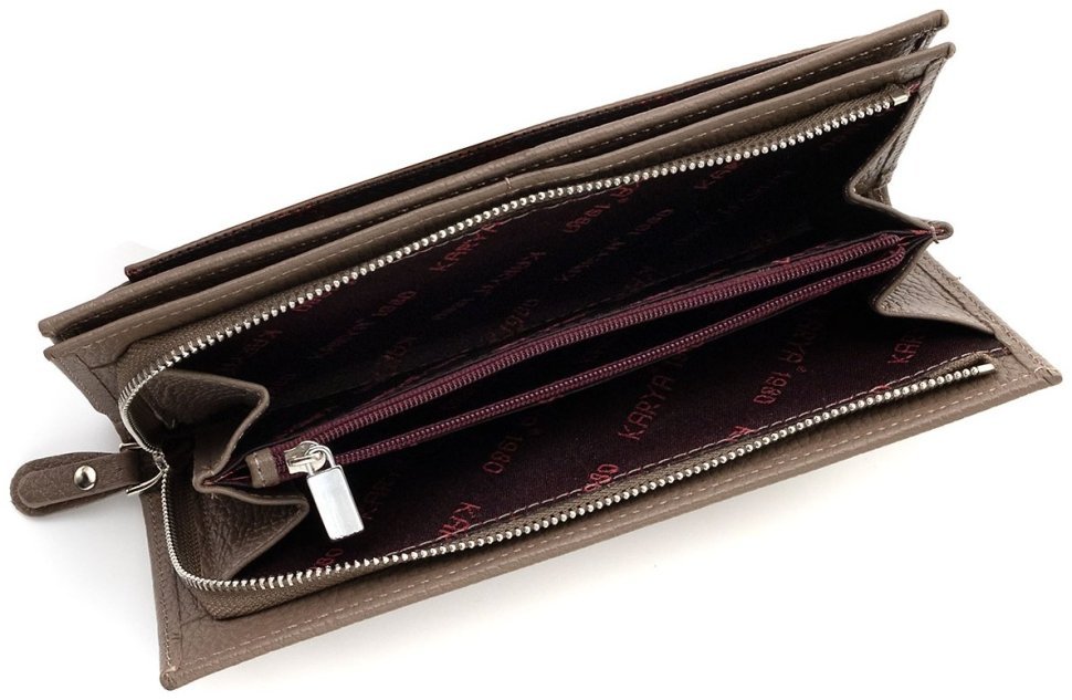 Кожаный женский кошелек цвета тауп KARYA 102723 фото №7 Кожаный женский кошелек цвета тауп KARYA 102723 modnotak фото №7