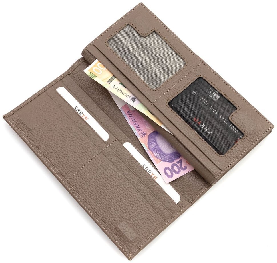 Кожаный женский кошелек цвета тауп KARYA 102723 фото №2 Кожаный женский кошелек цвета тауп KARYA 102723 modnotak фото №2