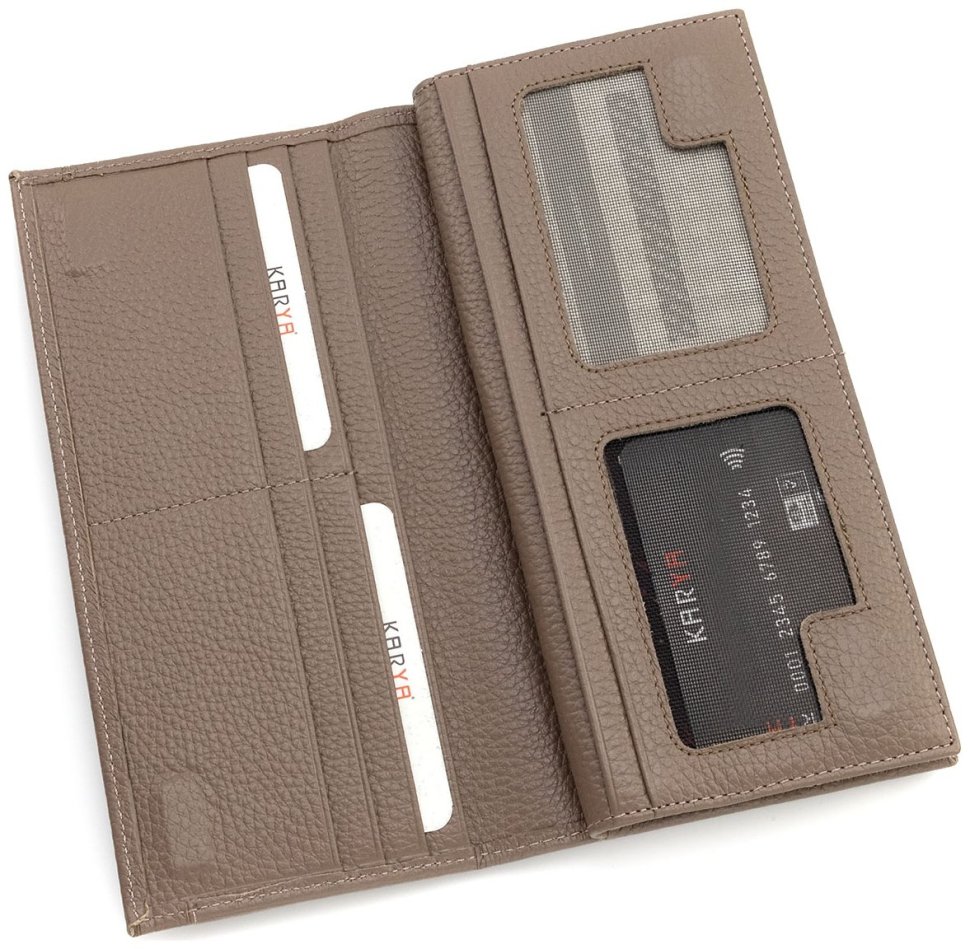 Кожаный женский кошелек цвета тауп KARYA 102723 фото №9 Кожаный женский кошелек цвета тауп KARYA 102723 modnotak фото №9