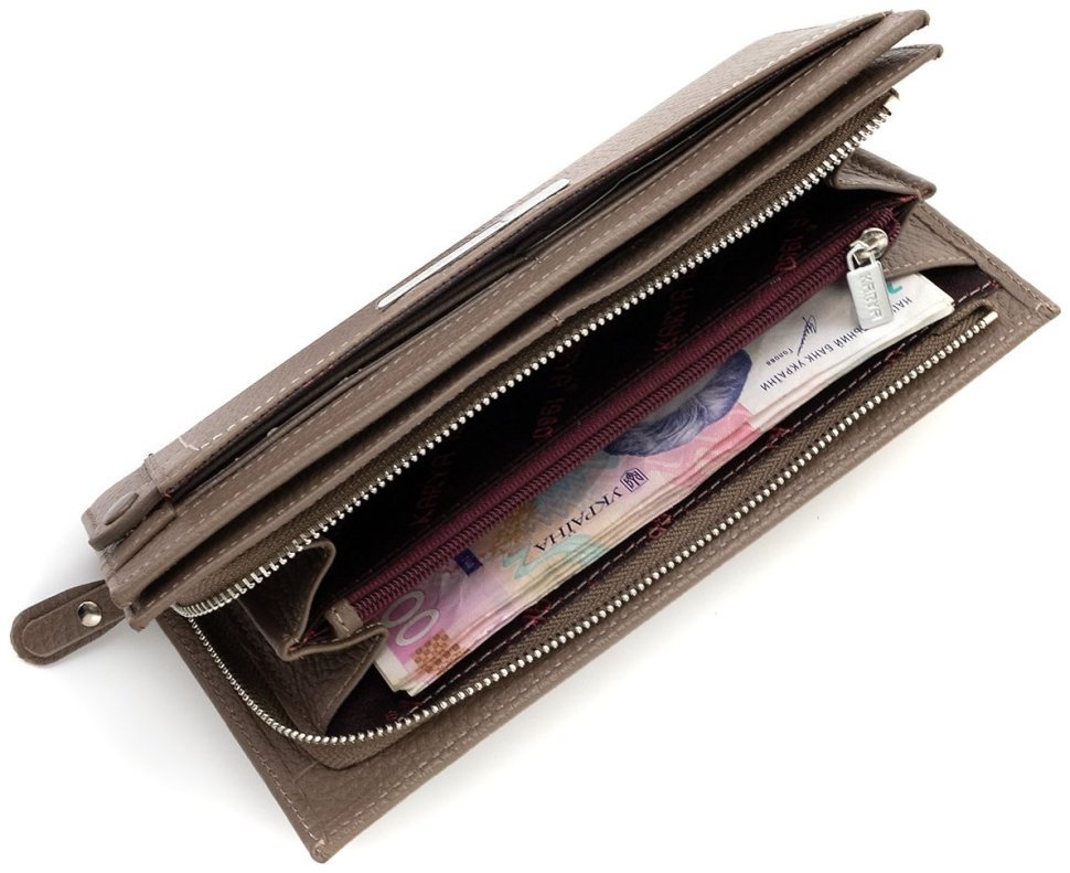 Кожаный женский кошелек цвета тауп KARYA 102723 фото №8 Кожаный женский кошелек цвета тауп KARYA 102723 modnotak фото №8