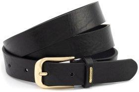 Жіночий ремінь з італійської шкіри із пряжкою золотого кольору Gherardini 30124 чорний