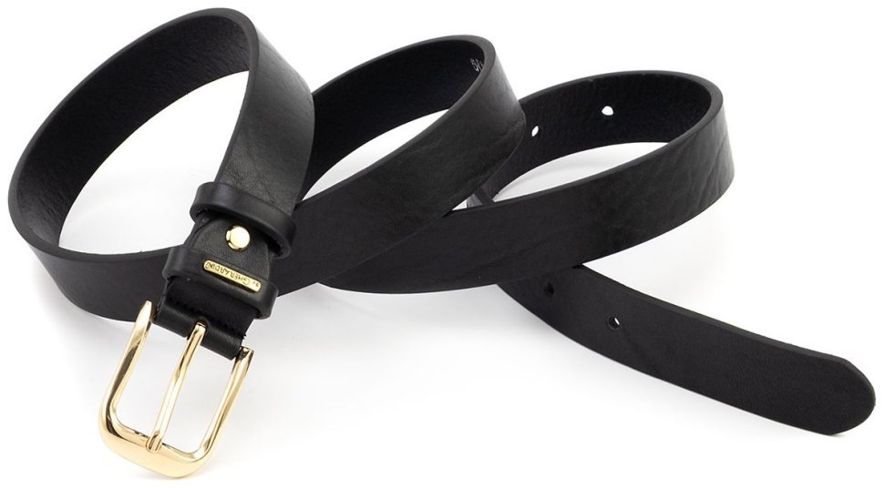 Женский ремень из итальянской кожи с пряжкой золотого цвета Gherardini 30124 черный фото №3 Женский ремень из итальянской кожи с пряжкой золотого цвета Gherardini 30124 черный modnotak фото №3