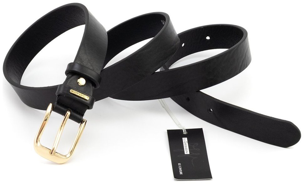 Женский ремень из итальянской кожи с пряжкой золотого цвета Gherardini 30124 черный фото №4 Женский ремень из итальянской кожи с пряжкой золотого цвета Gherardini 30124 черный modnotak фото №4