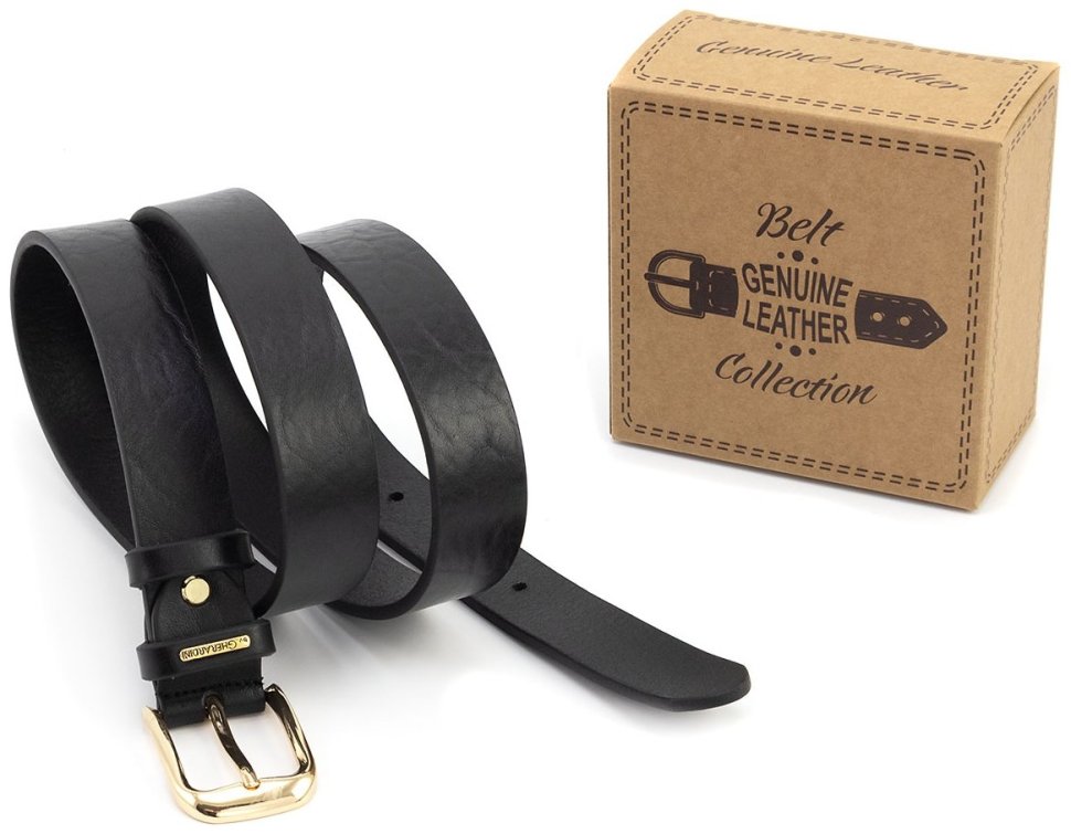 Женский ремень из итальянской кожи с пряжкой золотого цвета Gherardini 30124 черный фото №5 Женский ремень из итальянской кожи с пряжкой золотого цвета Gherardini 30124 черный modnotak фото №5