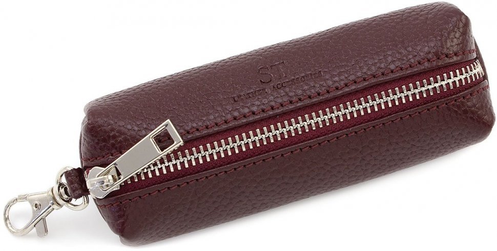 Довга жіноча шкіряна ключниця бордового кольору ST Leather (40012)
