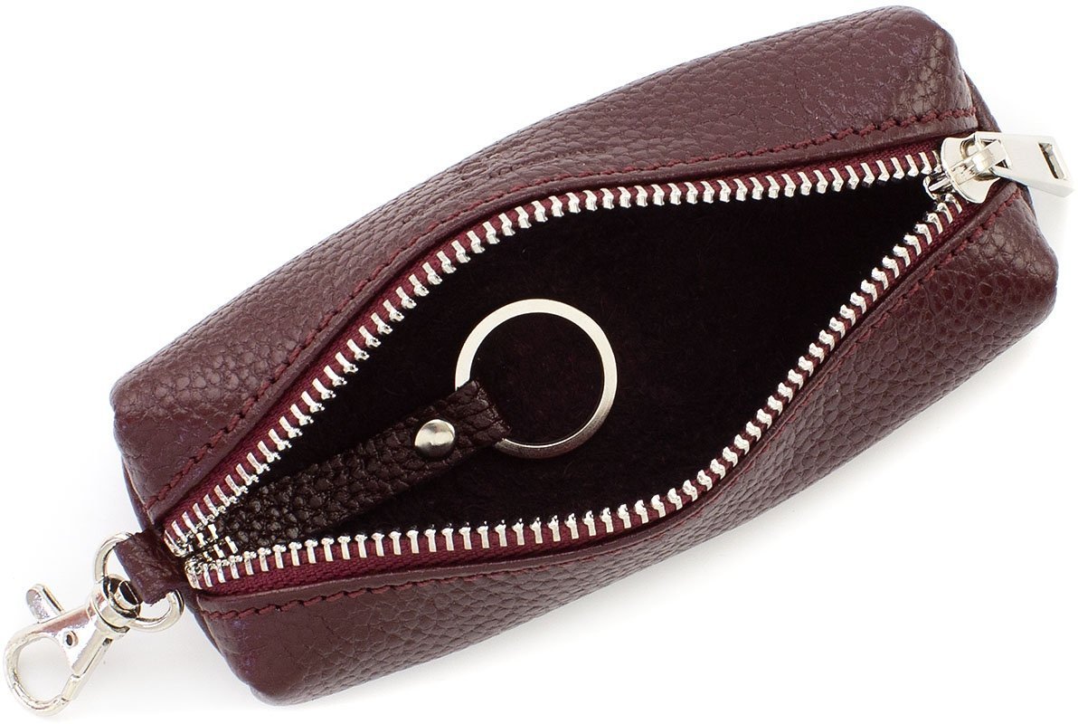 Довга жіноча шкіряна ключниця бордового кольору ST Leather (40012)