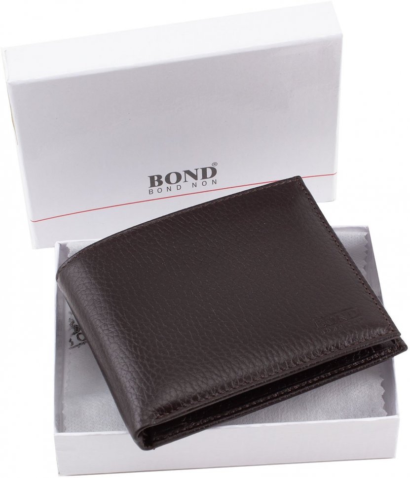 Якісне портмоне коричневого кольору з натуральної шкіри Bond Non (10648)