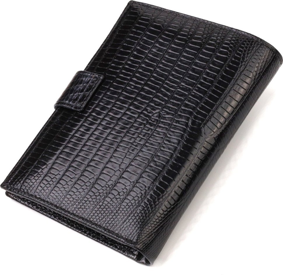 Вертикальний чоловічий гаманець середнього розміру з натуральної шкіри з тисненням CANPELLINI (2463223)