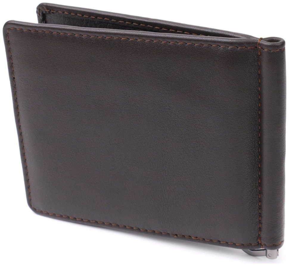 Коричневый кожаный зажим для купюр и карточек Tony Perotti 103323 Италия modnotak фото №2