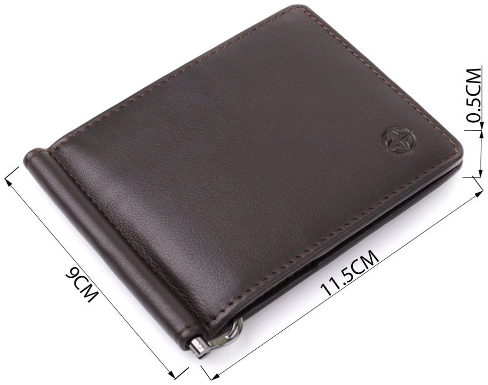 Коричневый кожаный зажим для купюр и карточек Tony Perotti 103323 Италия modnotak фото №3