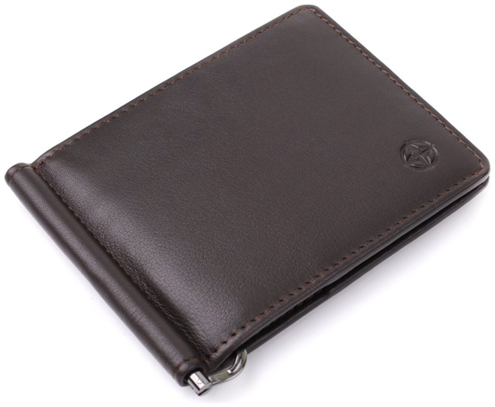 Коричневый кожаный зажим для купюр и карточек Tony Perotti 103323 Италия modnotak фото №5