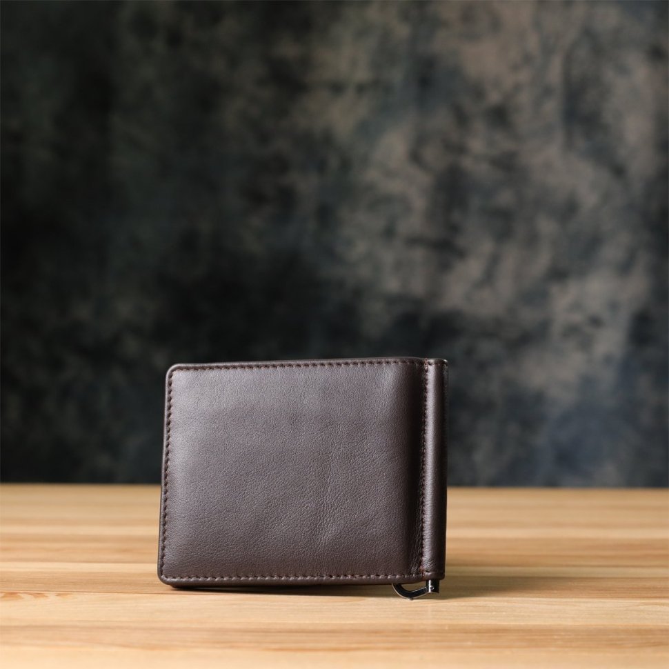 Коричневый кожаный зажим для купюр и карточек Tony Perotti 103323 Италия modnotak фото №10