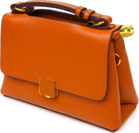 Элегантная маленькая женская сумка из натуральной кожи рыжего цвета Vintage (2422073)