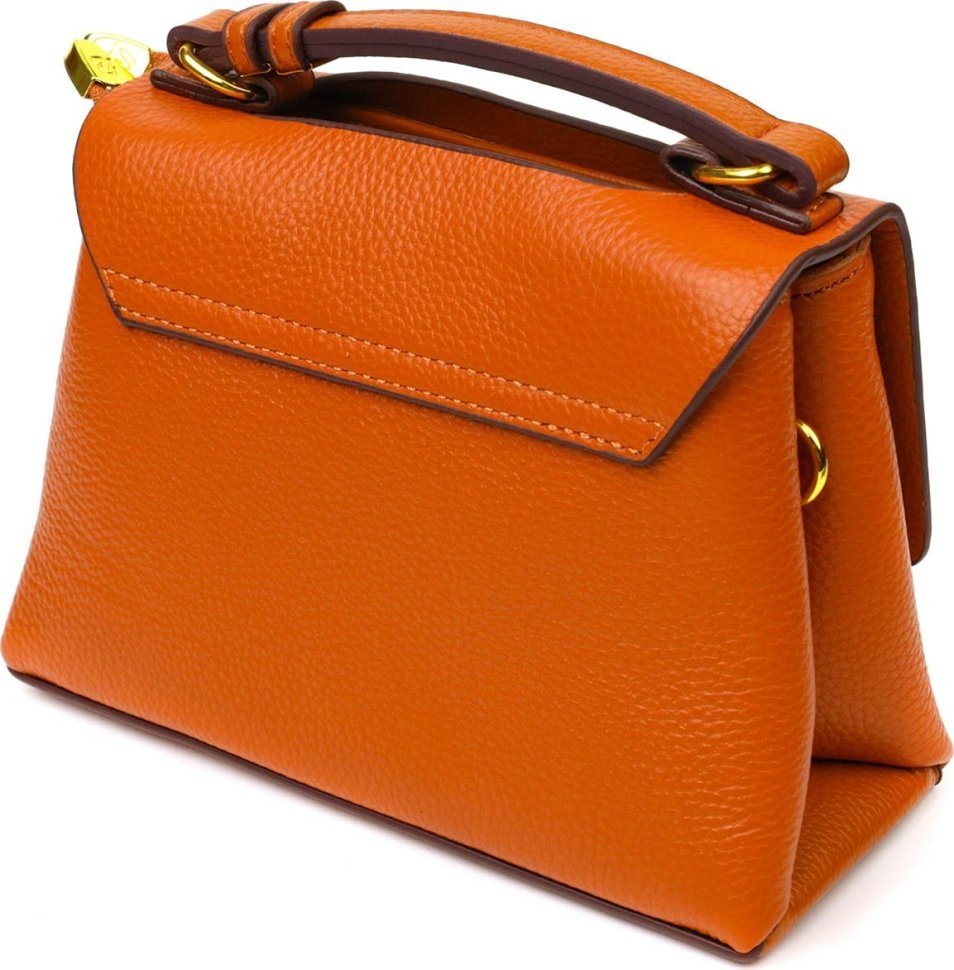 Элегантная маленькая женская сумка из натуральной кожи рыжего цвета Vintage (2422073)