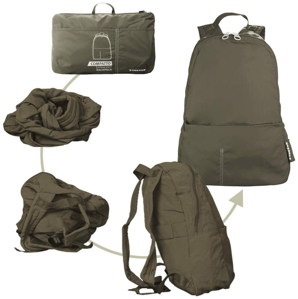 Рюкзак розкладний Tucano Compatto Eco XL, темно зелений modnotak фото №4