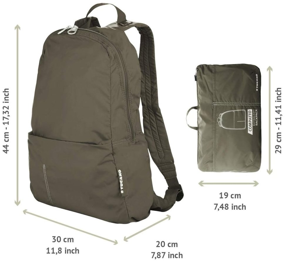 Рюкзак розкладний Tucano Compatto Eco XL, темно зелений modnotak фото №6