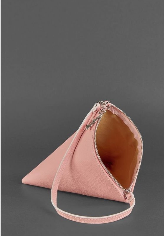 Кожаная женская сумка-косметичка розового цвета BlankNote Пирамида (12717)
