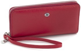 Горизонтальный женский кошелек из натуральной кожи красного цвета на молнии ST Leather 73823