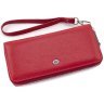 Горизонтальный женский кошелек из натуральной кожи красного цвета на молнии ST Leather 73823 - 3