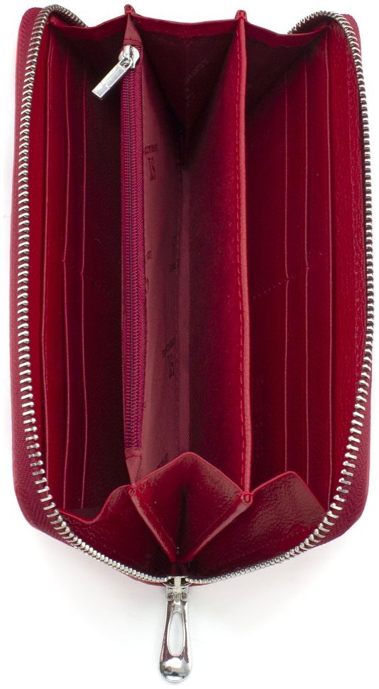 Горизонтальний жіночий гаманець з натуральної шкіри червоного кольору на блискавці ST Leather 73823