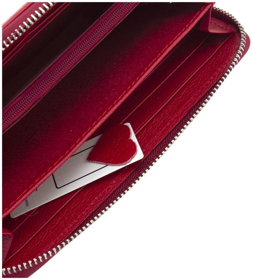 Горизонтальный женский кошелек из натуральной кожи красного цвета на молнии ST Leather 73823
