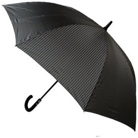 Мужской зонт-трость Fulton Knightsbridge-2 G451 Black Steel (полуавтомат, черный с серой полоской, каучуковая ручка) 93823