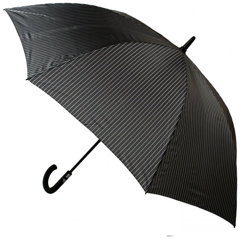 Мужской зонт-трость Fulton Knightsbridge-2 G451 Black Steel (полуавтомат, черный с серой полоской, каучуковая ручка) 93823 modnotak фото №1