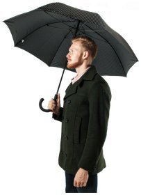 Мужской зонт-трость Fulton Knightsbridge-2 G451 Black Steel (полуавтомат, черный с серой полоской, каучуковая ручка) 93823