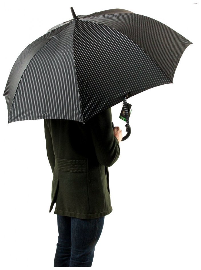 Мужской зонт-трость Fulton Knightsbridge-2 G451 Black Steel (полуавтомат, черный с серой полоской, каучуковая ручка) 93823 modnotak фото №3