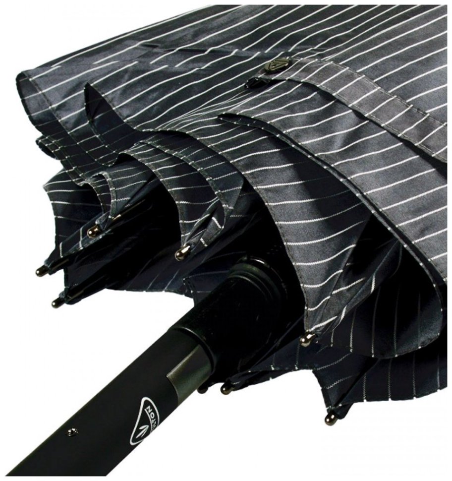 Мужской зонт-трость Fulton Knightsbridge-2 G451 Black Steel (полуавтомат, черный с серой полоской, каучуковая ручка) 93823 modnotak фото №7