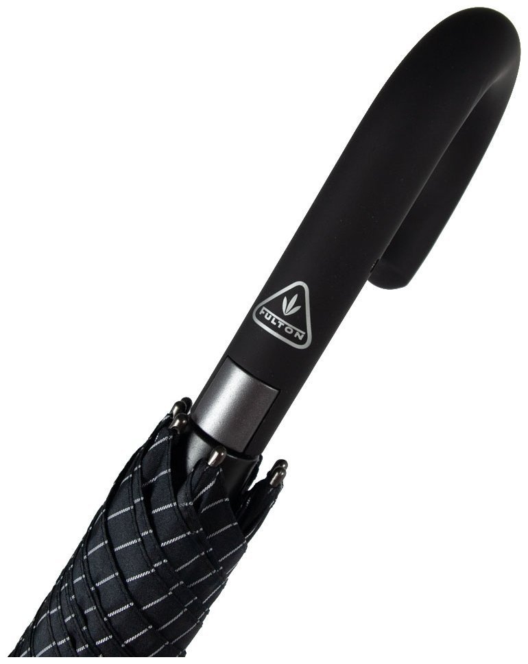 Мужской зонт-трость Fulton Knightsbridge-2 G451 Black Steel (полуавтомат, черный с серой полоской, каучуковая ручка) 93823 modnotak фото №11