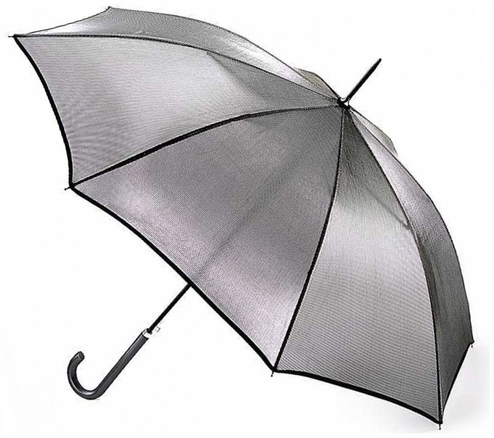 Женский зонт-трость Fulton L903 Kew-2 Silver Iridescent (полуавтомат, однотонный серебристый) 93923 modnotak фото №1