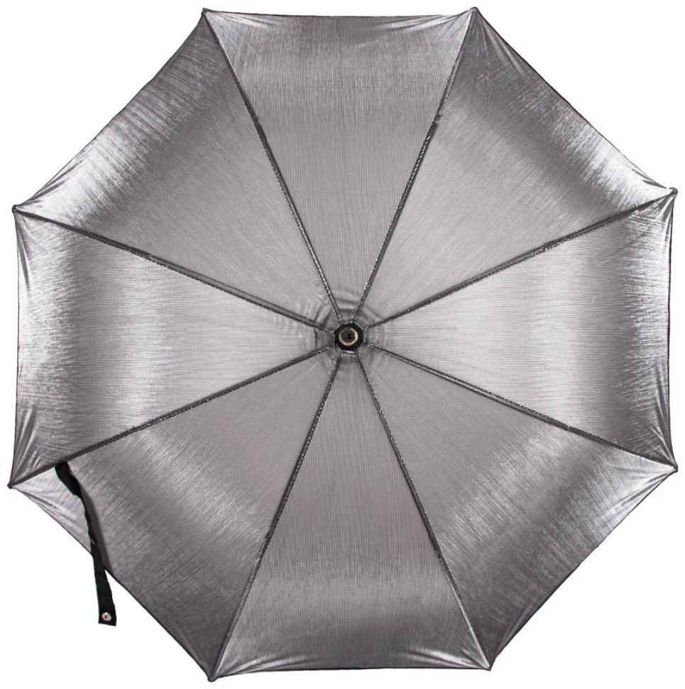 Женский зонт-трость Fulton L903 Kew-2 Silver Iridescent (полуавтомат, однотонный серебристый) 93923 modnotak фото №5