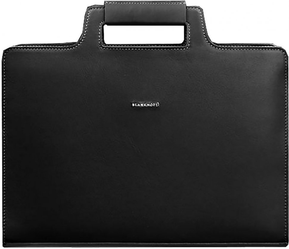 Класическая кожаная сумка черного цвета для ноутбука и документов BlankNote (12788)
