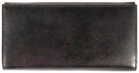 Вместительный женский кошелек из натуральной гладкой кожи черного цвета Ashwood V63 94023 на кнопке