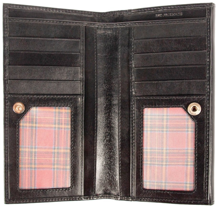 Місткий жіночий гаманець з натуральної гладкої шкіри чорного кольору Ashwood V63 94023 на кнопці modnotak фото №3