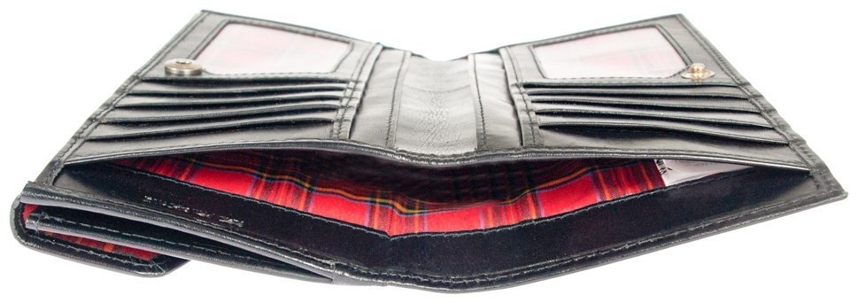 Місткий жіночий гаманець з натуральної гладкої шкіри чорного кольору Ashwood V63 94023 на кнопці modnotak фото №4