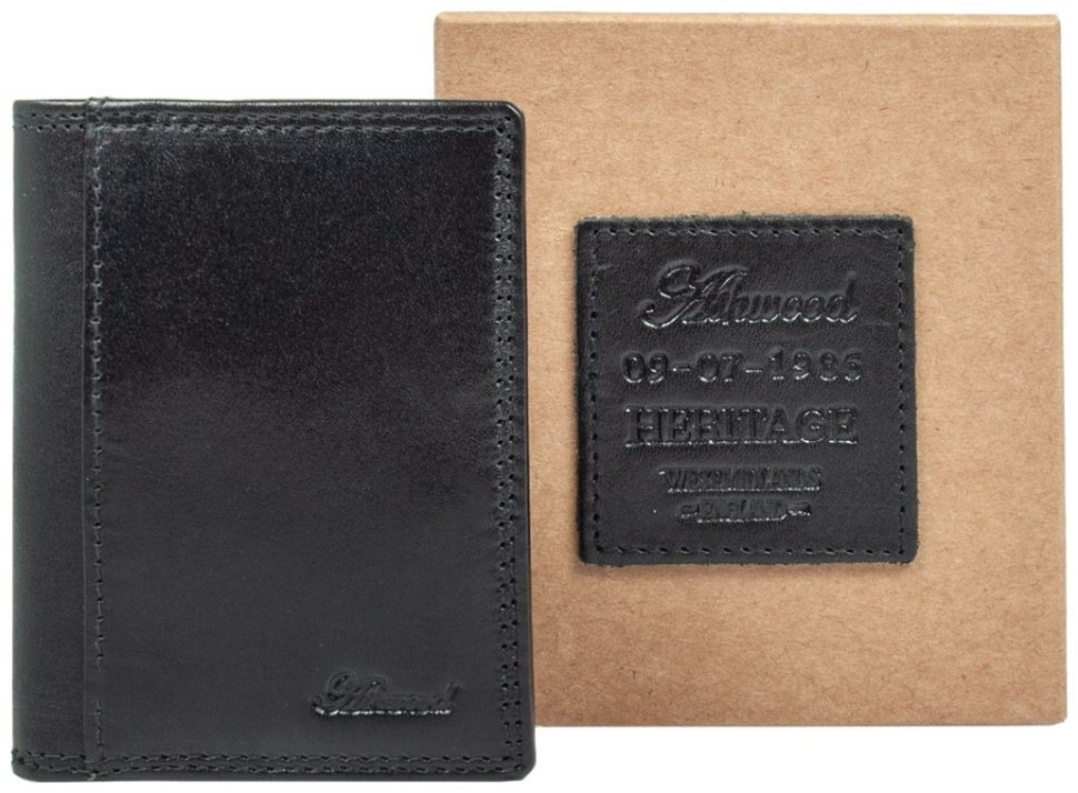 Кожаный мужской картхолдер черного цвета Ashwood 94423 modnotak фото №6