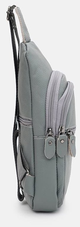 Кожаная женская сумка слинг серого цвета Borsa Leather 104523 modnotak фото №4