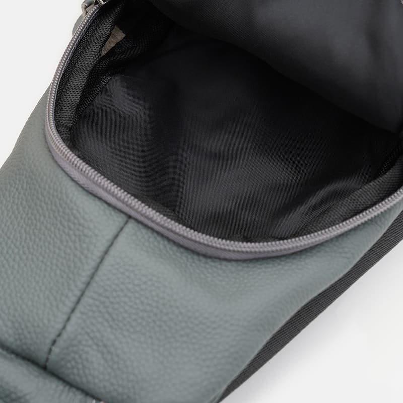 Кожаная женская сумка слинг серого цвета Borsa Leather 104523 modnotak фото №5