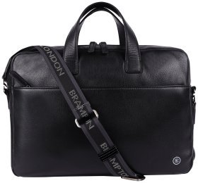 Велика чоловіча сумка зі шкіри флотар для ноутбука Brampton London Commandeer 94523 (чорного кольору, до 15")