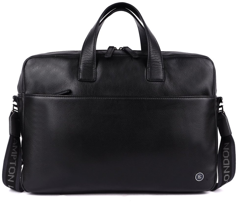 Большая мужская сумка из кожи флотар для ноутбука Brampton London Commandeer 94523  (черного цвета, до 15") modnotak фото №2