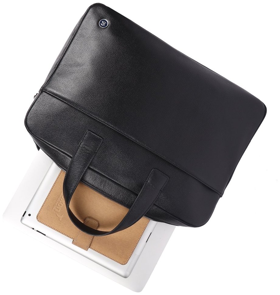 Большая мужская сумка из кожи флотар для ноутбука Brampton London Commandeer 94523  (черного цвета, до 15") modnotak фото №7