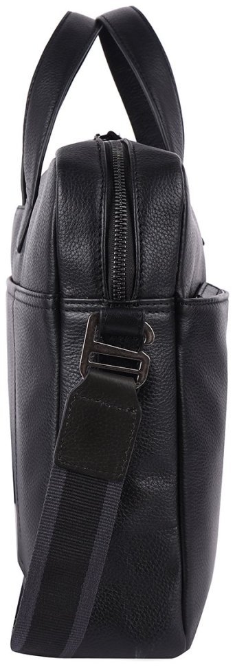 Большая мужская сумка из кожи флотар для ноутбука Brampton London Commandeer 94523  (черного цвета, до 15") modnotak фото №8