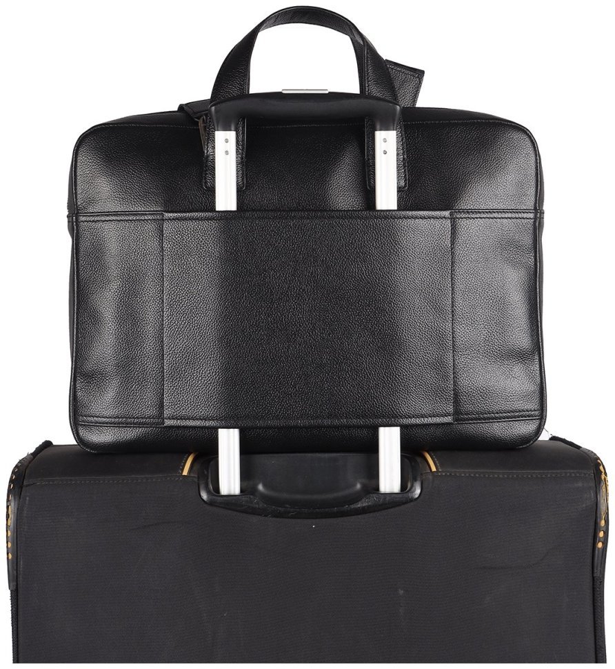 Большая мужская сумка из кожи флотар для ноутбука Brampton London Commandeer 94523  (черного цвета, до 15") modnotak фото №9