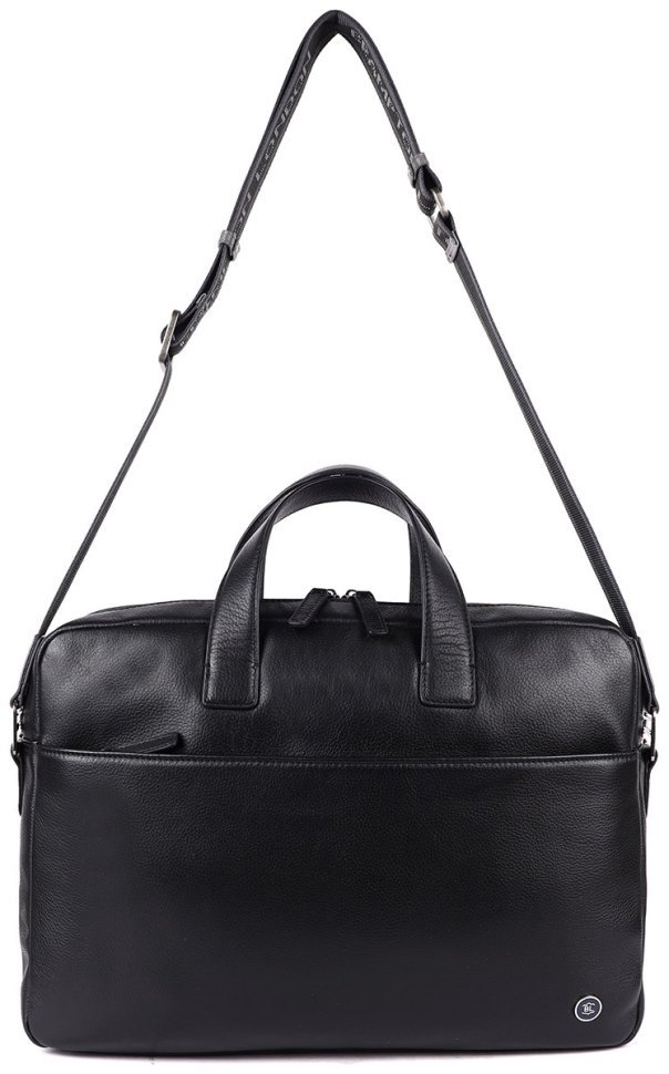 Большая мужская сумка из кожи флотар для ноутбука Brampton London Commandeer 94523  (черного цвета, до 15") modnotak фото №11